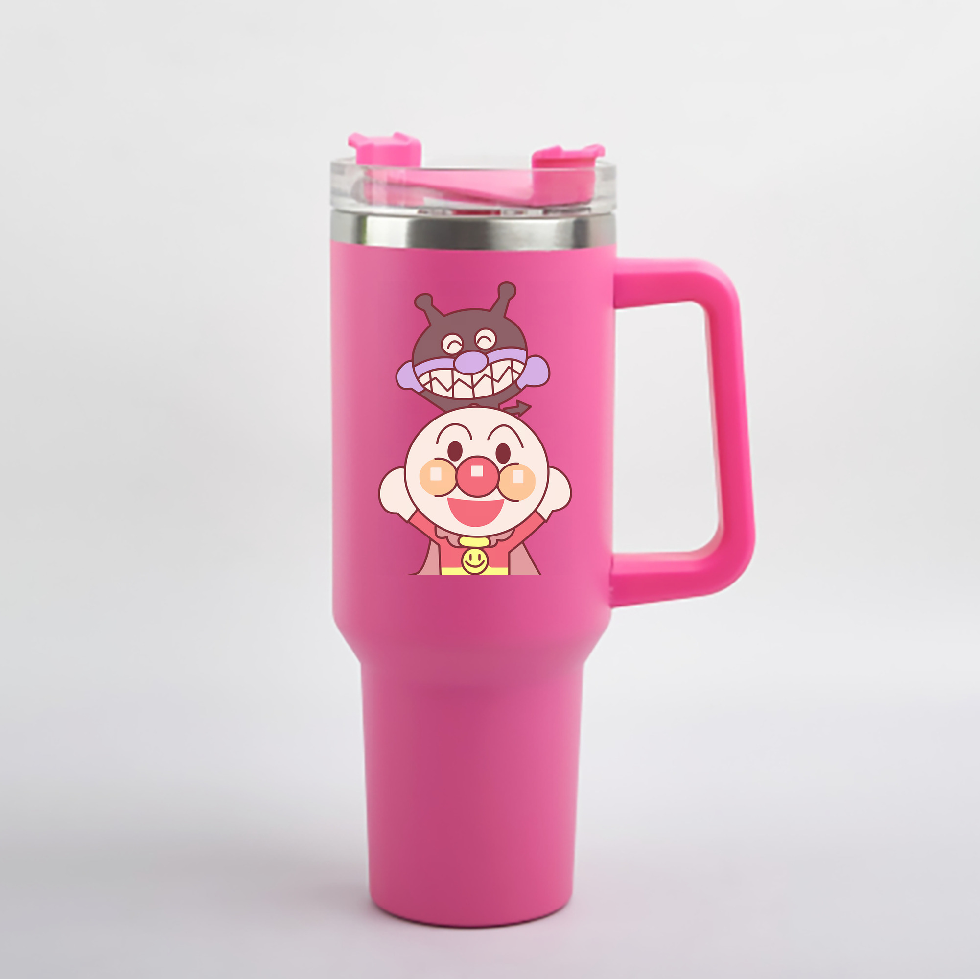 （画像用） アンパンマン Anpanman 1200mL車用タンブラー - クリスタルステッカー（プラスチックストロー付き）